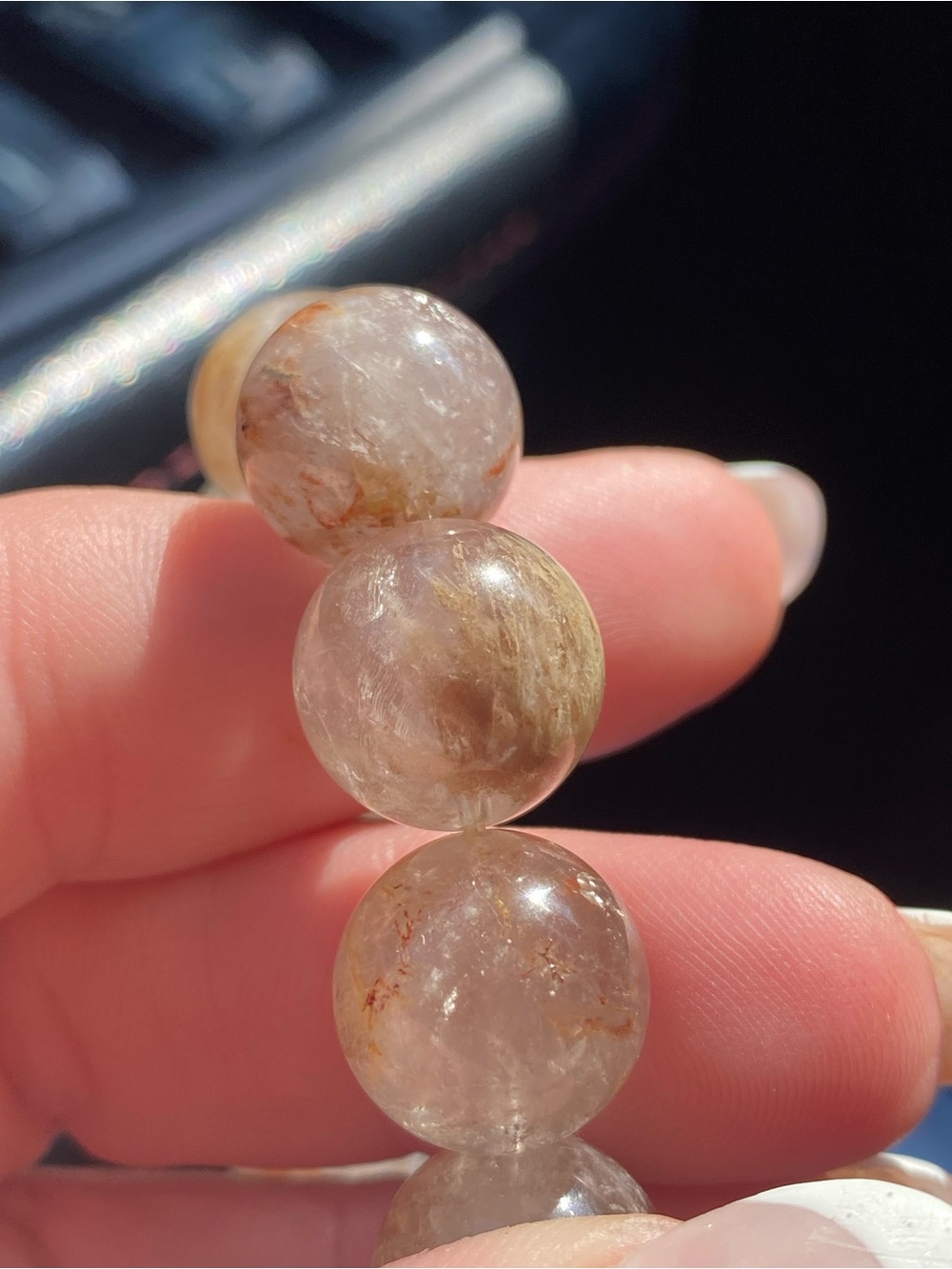 Natural Garden Quartz Bead Bracelet - Yellow-Tan Tones - Picture 6 of 7